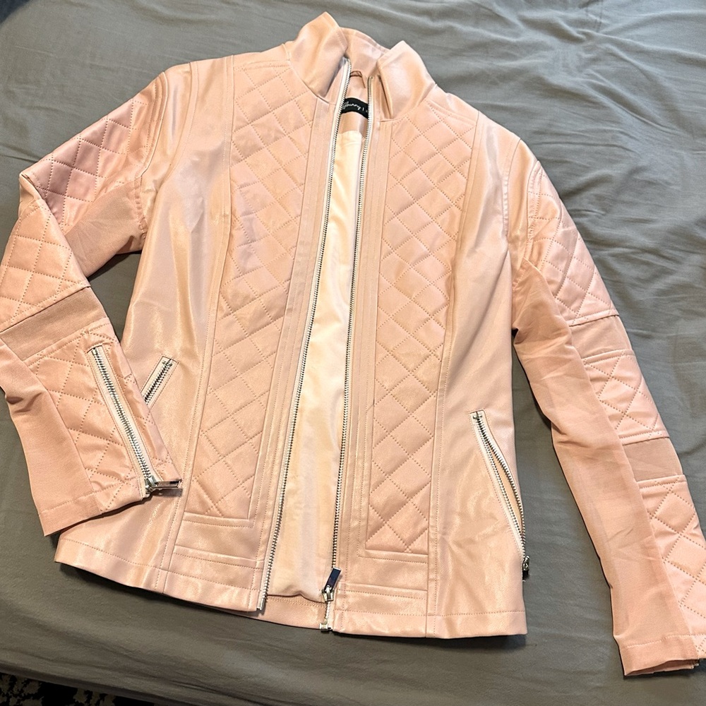 XS Pink Faux Leather Jacket